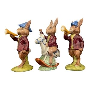 Vintage Set of 3 Royal Doulton Bunnykins Figurines 3.75” Rise & Shine Tally Ho